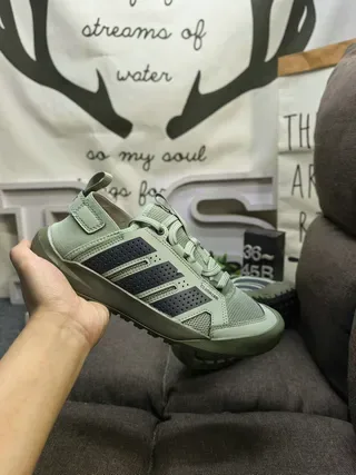 Adidas Climacool हरा काला सांस लेने योग्य मेश अपर छिद्रित स्ट्राइप ओवरले लाइफस्टाइल स्नीकर 5
