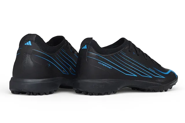 Adidas F50 أسود أزرق منخفض القطع عالي اصطناعي أحذية كرة قدم داخلية 3