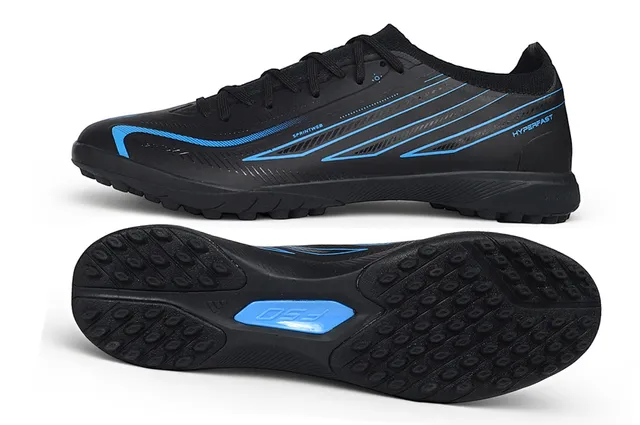 Adidas F50 أسود أزرق منخفض القطع عالي اصطناعي أحذية كرة قدم داخلية 4