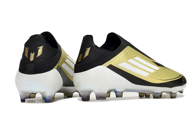 Adidas F50 Messi Preto Dourado Branco Sapatos de futebol para solo firme 5