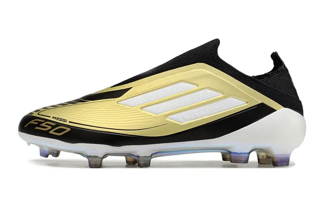 Adidas F50 Messi Preto Dourado Branco Sapatos de futebol para solo firme 7