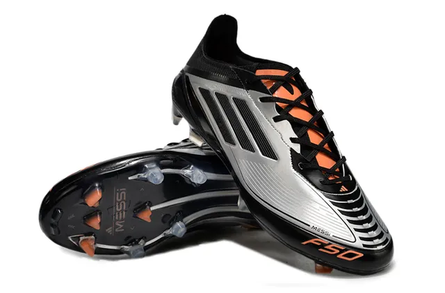 Adidas F50 Messi কালো রূপালি কমলা ফার্ম-গ্রাউন্ড ফুটবল জুতো 4