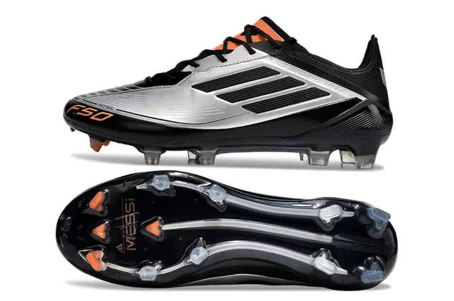 Adidas F50 Messi কালো রূপালি কমলা ফার্ম-গ্রাউন্ড ফুটবল জুতো 6