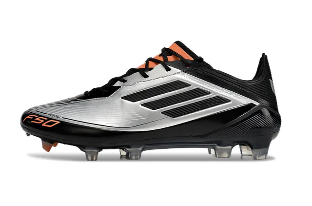 Adidas F50 Messi কালো রূপালি কমলা ফার্ম-গ্রাউন্ড ফুটবল জুতো 7