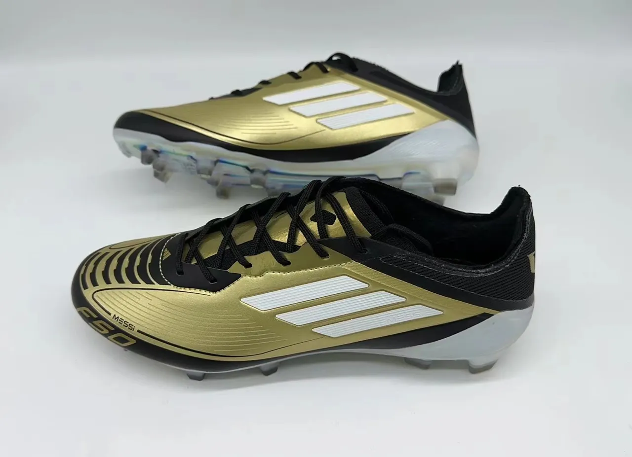 Adidas F50 Messi Preto e Dourado campo firme Tênis de Futebol 2