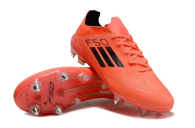 أحذية كرة القدم أديداس F50 برتقالية وأسود للأرض الصلبة 4