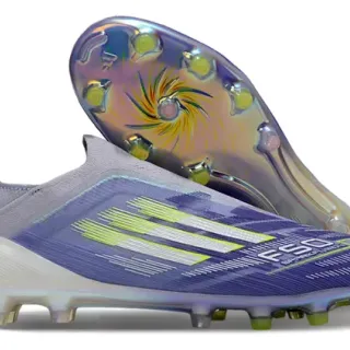 Adidas F50 Morado Verde Bajo Corte Ajuste Calcetín Suela Holográfica Iridiscente Firm-Ground Zapatillas de Fútbol