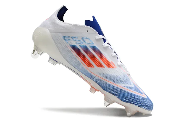 Adidas F50 White Blue Low-Cut Synthetic Upper Transparent TPU Cage Firm-Ground Soccer Shoes 2