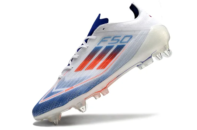 Adidas F50 White Blue Low-Cut Synthetic Upper Transparent TPU Cage Firm-Ground Soccer Shoes 3