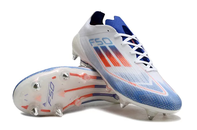 Adidas F50 White Blue Low-Cut Synthetic Upper Transparent TPU Cage Firm-Ground Soccer Shoes 4