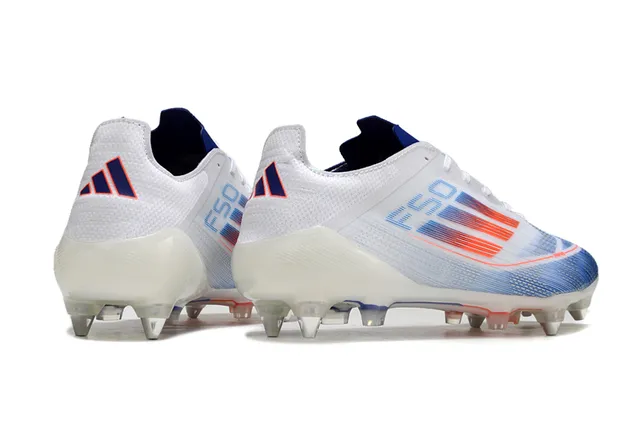 Adidas F50 White Blue Low-Cut Synthetic Upper Transparent TPU Cage Firm-Ground Soccer Shoes 5
