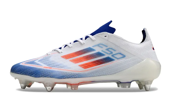 Adidas F50 White Blue Low-Cut Synthetic Upper Transparent TPU Cage Firm-Ground Soccer Shoes 7