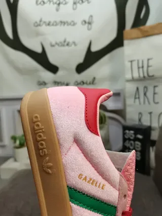 Adidas Gazelle Chaussures Lifestyle en Daim Rose et Vert 3