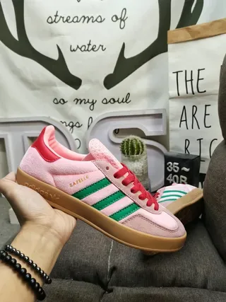 Adidas Gazelle Chaussures Lifestyle en Daim Rose et Vert 5