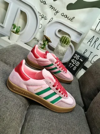 Adidas Gazelle Chaussures Lifestyle en Daim Rose et Vert 9