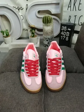 Adidas Gazelle Chaussures Lifestyle en Daim Rose et Vert 10