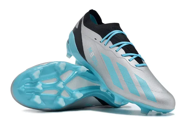 Adidas Cinza Azul Low-Cut Knit Upper Translucent Cyan TPU Cage Tênis de Futebol 2