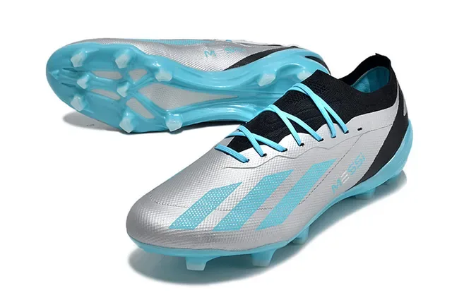 Adidas Cinza Azul Low-Cut Knit Upper Translucent Cyan TPU Cage Tênis de Futebol 3