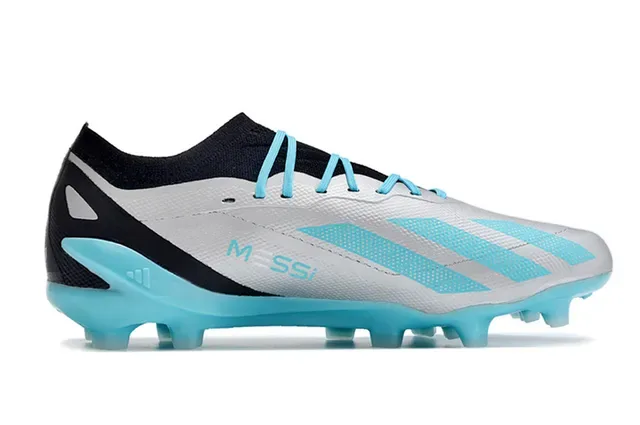 Adidas Cinza Azul Low-Cut Knit Upper Translucent Cyan TPU Cage Tênis de Futebol 5