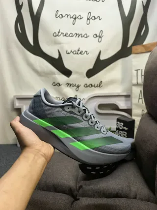 Adidas Chaussures Lifestyle Gris Vert Mesh Rayures Trois 5