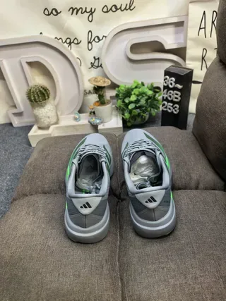 Adidas Chaussures Lifestyle Gris Vert Mesh Rayures Trois 8