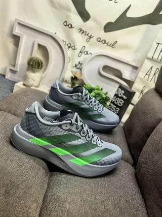 Adidas Chaussures Lifestyle Gris Vert Mesh Rayures Trois 9