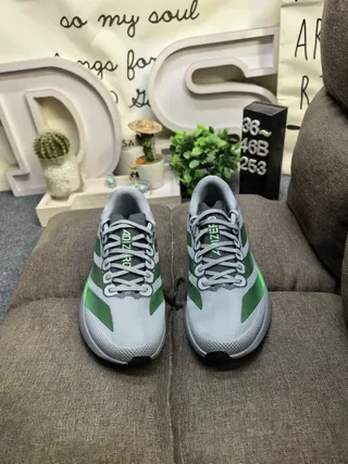 Adidas Chaussures Lifestyle Gris Vert Mesh Rayures Trois 10