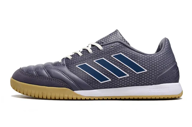 Adidas Zapatos de fútbol indoor gris marino con capuchón acolchado y panel lateral de tres rayas 2
