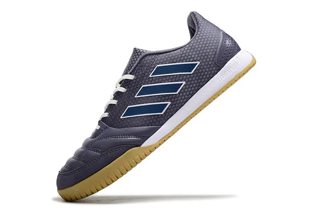 Adidas Zapatos de fútbol indoor gris marino con capuchón acolchado y panel lateral de tres rayas 5
