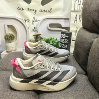 Adidas رمادي وردي خفيف شبكي-صناعي علوي رغوة منحوتة سميكة وسط الكعب حذاء رياضي أسلوب حياة