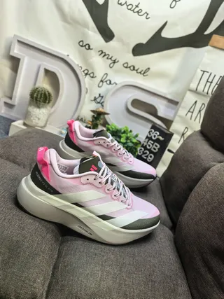 Adidas Gris Rose Léger Upper Maille-Synthétique Mousse Sculptée Épaissie Semelle du Milieu Sneakers Lifestyle 9