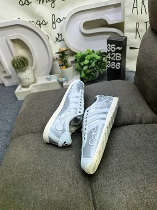 Adidas Gray White Low-Top Metallic Silver Upper Lifestyle Sneakers 6