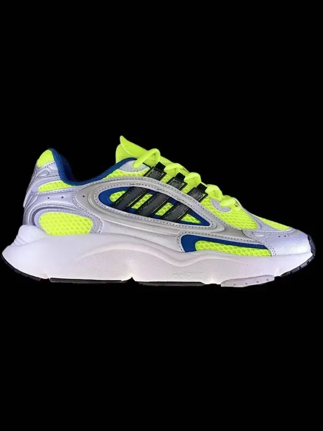 Adidas Vert Bleu Silhouette Chunky Rétro Construction En Maille Et Superposition De Matériau Synthétique Sneakers Lifestyle 2
