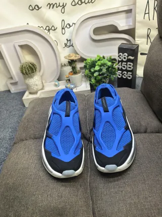 Adidas Hyperboost Slip-On أزرق أسود أبيض حذاء أسلوب حياة رياضي 10