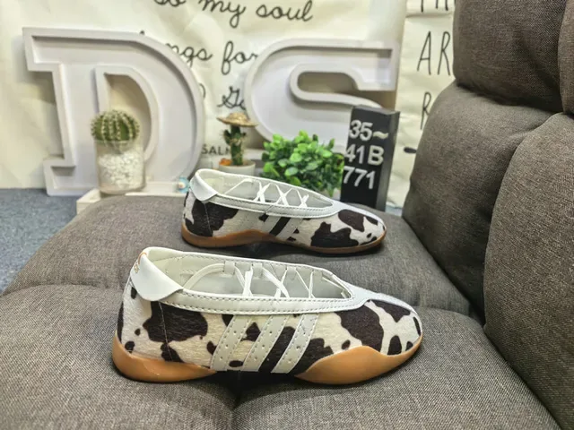 Adidas Multicolor Beige Cow-Print Upper Three-Stripe Side Panel Lifestyle Sneakers 1