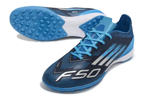 Adidas Azul Marino Bajo Superior Sintético Gráficos Dinámicos Línea de Velocidad Césped Artificial Zapatos de Fútbol 8