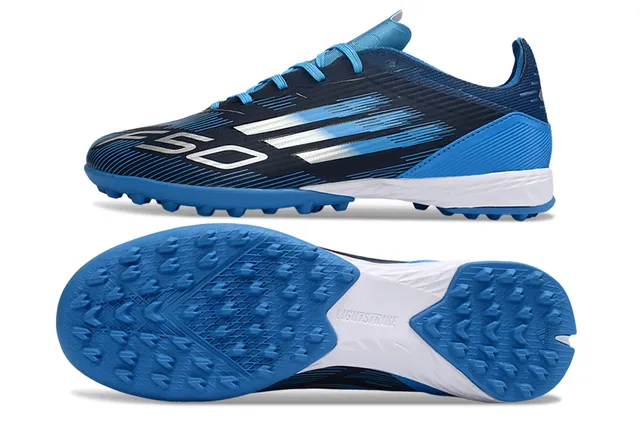 Adidas Azul Marino Bajo Superior Sintético Gráficos Dinámicos Línea de Velocidad Césped Artificial Zapatos de Fútbol 10