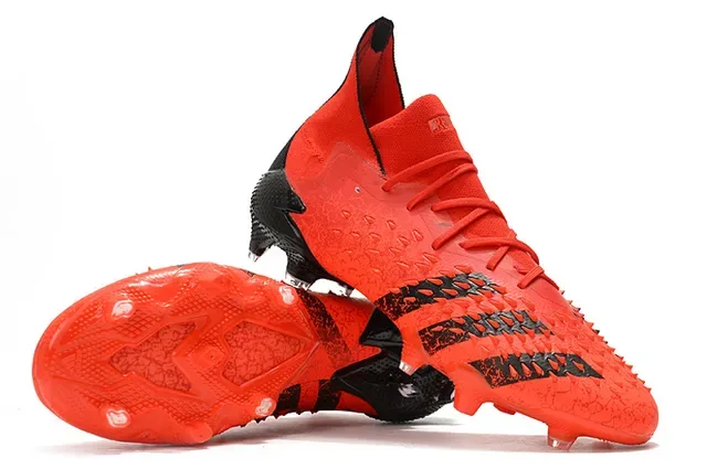 Adidas Orange Black Padrão de escala texturizado Alto tornozelo Superfície firme Sapatos de futebol 3