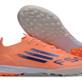 Adidas Laranja Azul Tênis de Futebol Low-Cut Sintético com Textura Ribeteada para Gramado Artificial