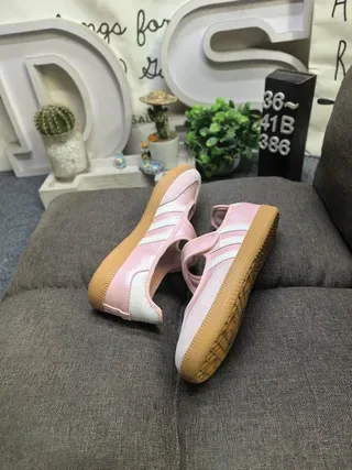 Adidas Pink Beige Laceless Mary Jane Strap Three-Stripe Side Panel Lifestyle Sneakers 6