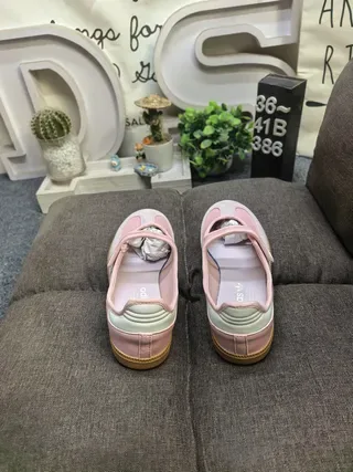 Adidas Pink Beige Laceless Mary Jane Strap Three-Stripe Side Panel Lifestyle Sneakers 8