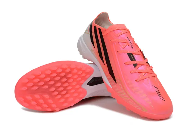 Adidas Pink Black Neon Gradient Upper Three-Stripe Branding Turf Soccer Shoes 4