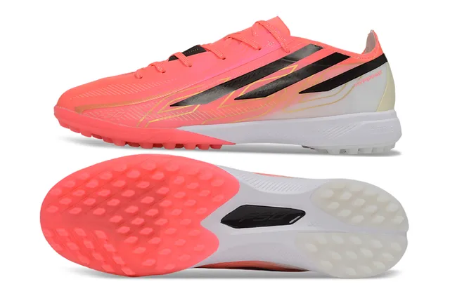 Adidas Pink Black Neon Gradient Upper Three-Stripe Branding Turf Soccer Shoes 6