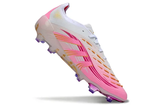 Adidas গোলাপি সাদা লহরিত সিন্থেটিক উপরের অংশ ইরিডিসেন্ট হিল কাউন্টার ফার্ম গ্রাউন্ড ফুটবল জুতো 7