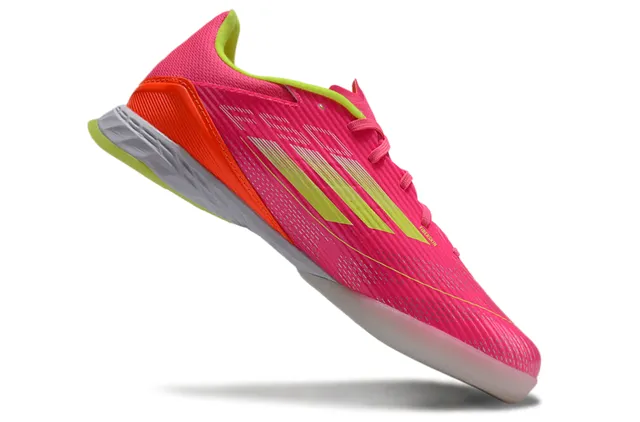 Adidas গোলাপি হলুদ নিম্ন-কাট সিন্থেটিক আপার টেক্সচার্ড রিবড ফোরফুট ইন্ডোর সকার শুজ 2