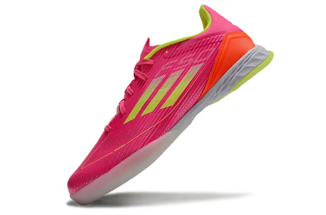 Adidas গোলাপি হলুদ নিম্ন-কাট সিন্থেটিক আপার টেক্সচার্ড রিবড ফোরফুট ইন্ডোর সকার শুজ 3
