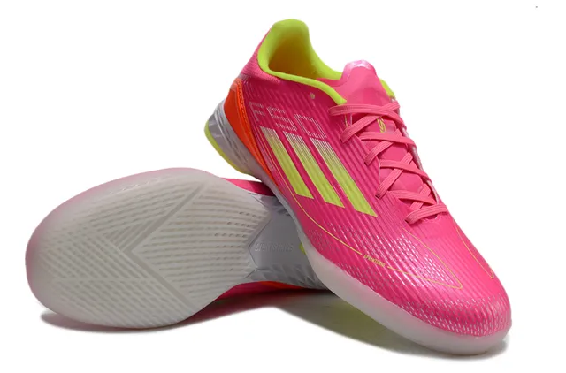 Adidas গোলাপি হলুদ নিম্ন-কাট সিন্থেটিক আপার টেক্সচার্ড রিবড ফোরফুট ইন্ডোর সকার শুজ 4