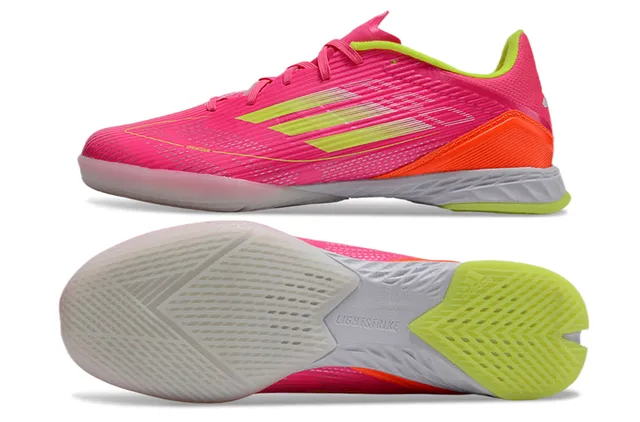 Adidas গোলাপি হলুদ নিম্ন-কাট সিন্থেটিক আপার টেক্সচার্ড রিবড ফোরফুট ইন্ডোর সকার শুজ 6