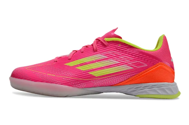 Adidas গোলাপি হলুদ নিম্ন-কাট সিন্থেটিক আপার টেক্সচার্ড রিবড ফোরফুট ইন্ডোর সকার শুজ 7