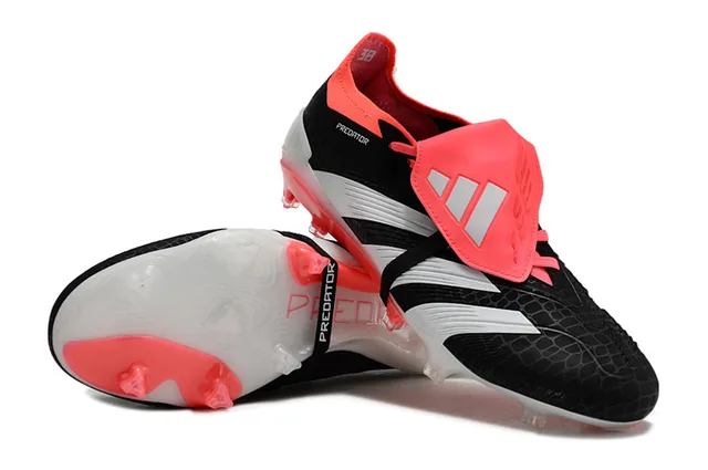 Adidas Predator Preto Rosa Sem Cadarço Fecho de Alça Textura de Ninho de Abelha Superior Campo Firme Sapatos de Futebol 4